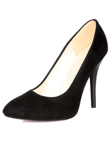 Noir pompes bout pointu tendance Micro Suede talons hauts pour femmes
