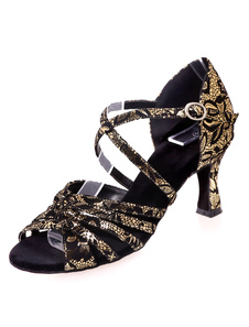 Danse latine or sandales sangles impression Micro Suede talons pour femmes