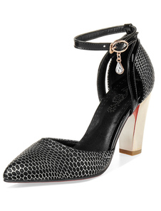 Sandales noires Snake imprimer PU talons pour femmes