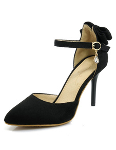 Sandales noir Bow bretelles PU talons pour femmes