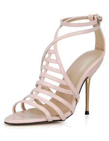 Gladiator rose sandales sangles PU talons pour femmes