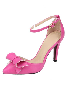 Sandales rose Bow bretelles PU talons pour femmes