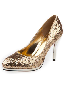 Pompes de mariée or paillettes Glitter talons pour femmes
