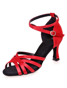 Danse latine rouge sandales sangles Satin talons tendance pour les femmes