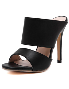 Sandales noires Chic PU pantoufles pour femmes