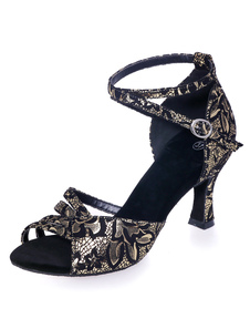 Danse latine multicolore sandales impression découpe Micro Suede talons pour femmes