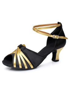 Danse latine bicolore sandales sangles Satin talons tendance pour les femmes