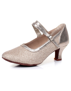 Danse latine argent pompes sangles Glitter talons pour femmes