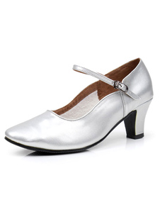 Sangles de pompes de danse latine argent glacé PU talons pour femmes