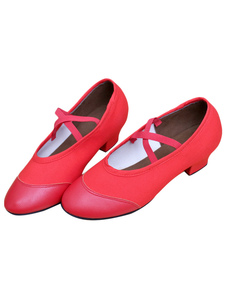 Danse Jazz rouge chaussures toile Criss Cross bretelles chaussures pour femmes