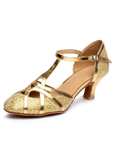 Danse latine or sandales découpe bretelles paillettes Chic talons hauts pour femmes