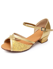 Danse latine or sandales sangles Glitter talons pour femmes