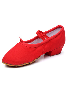 Danse Jazz rouge chaussures toile sangles Flats pour femmes