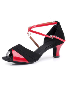 Danse latine bicolore sandales sangles Suede talons hauts pour femmes