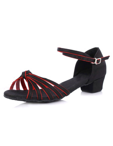 Danses latines noir sandales Chic sangles Satin talons pour femmes