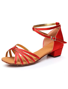 Danse latine rouge sandales Chic bretelles Satin talons pour femmes