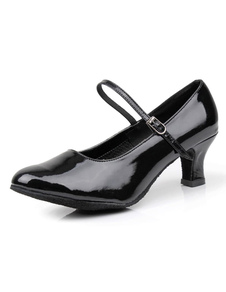 Danses latines noir pompes sangles Chic carreaux PU talons pour femmes