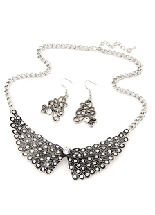 Collier en argent et boucles d'oreilles Angel Wing strass bijoux en métal Set