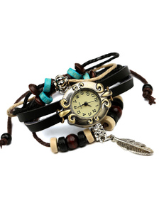 Montre multicolore perles Vintage en acier inoxydable montre pour femmes