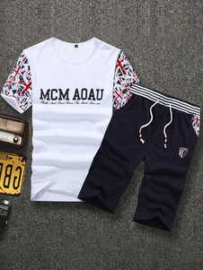 Maillot de cyclisme blanc imprimer coton costume de sport pour hommes