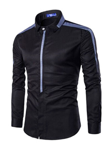 Chemise noire rayures coton chemise pour homme