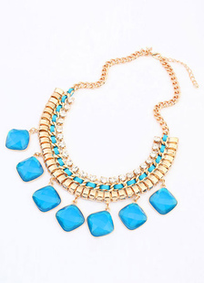 Collier en métal multicolore collier strass motif géométrique pour les femmes