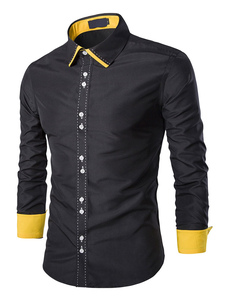 Chemise noire formant chemise en coton pour hommes