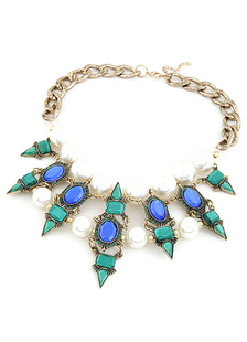 Collier en métal multicolore collier strass motif géométrique pour les femmes