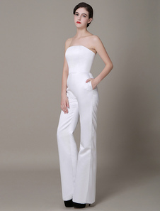Robe de mariage blanc exquise fourreau tissu de satin bustier longueur plancher