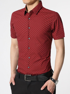 Chemise rouge impression coton Chemise Casual pour hommes