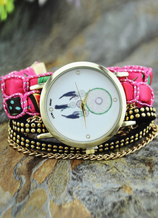 Stud impression multicolore montre Bohème couches alliage Chic montre pour femmes