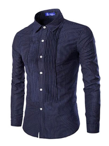 Chemise ruché marine, façonner la chemise en coton pour hommes