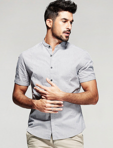 Chemise Slim Fit coton Chemise gris clair pour homme