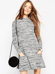 Robe gris tricoté robe en brocart pour femmes