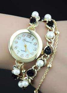 Montre multicolore chaîne perle lien alliage Bracelet pour les femmes