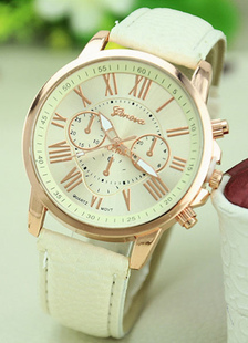 Alliage blanc montre ronde forme montre pour femmes