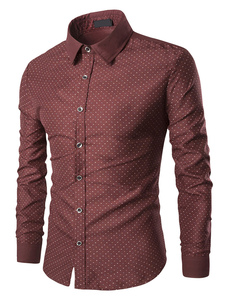 Chemise Bordeaux impression façonnage chemise en coton pour hommes