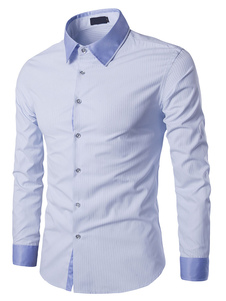 Chemise bleu clair, façonner la chemise en coton pour hommes