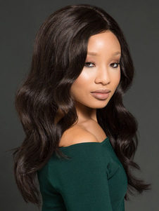 Perruque frisée fibre longue Chic perruque noire pour femmes