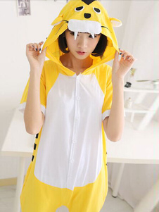 Costume de tigre jaune pyjama de coton à capuchon