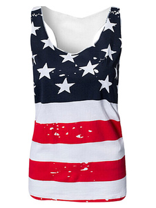 Camis multicolore drapeau coton impression Blend réservoir pour femmes