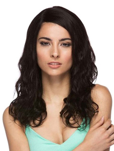 Perruque frisée fibre longue perruque noire pour femmes