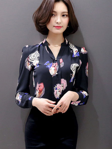 Blouse multicolore Chic Top Polyester impression pour femmes