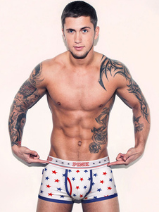 Slips blanc étoiles imprimés coton caleçons pour hommes