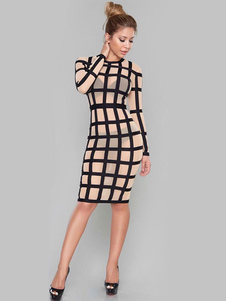 Club robe de Tulle Plaid multicolore Bodycon Dress