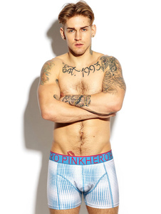 Caleçon bleu lettres impression coton caleçons pour hommes