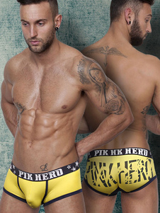 Caleçon jaune lettres impression façonnage coton caleçons pour hommes