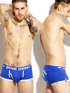 Caleçon bleu lettres impression coton caleçons pour hommes