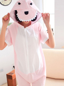 Costume de dinosaure rose pyjamas coton à capuchon