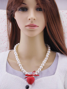 Lolita blanc collier motif fraises perles synthétiques collier pour femme